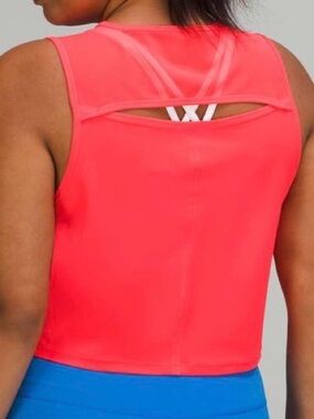 Lululemon Sculpt Cropped Tank Red Orange Crop Top Size Medium 17”ptp 💎EUC